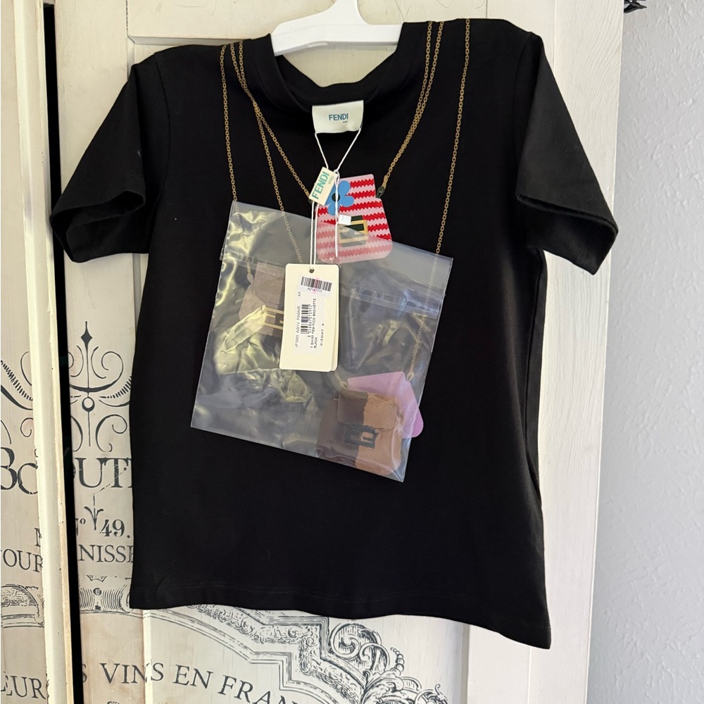 NWT Guaranteed Authentic Fendi Girl’s Handbag T-Shirt w/Authenti Mini Purse - Picture 11 of 16
